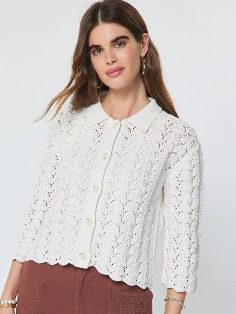 Anthropologie Current Air Current Air Knit Collared Cardigan L